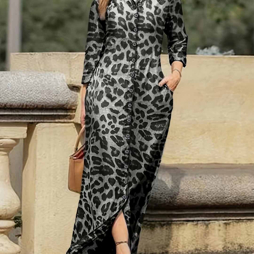 Levoire | Robe Maxi Avec Imprimé Léopard Et Boutons