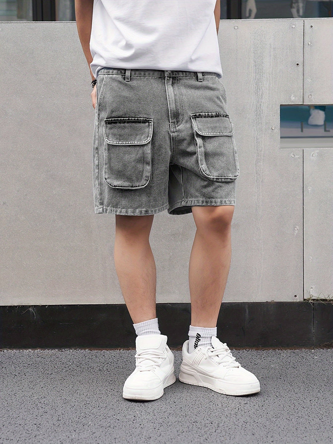 Levoire | Shorts En Denim Pour Hommes Heureux Avec Plusieurs Poches gris