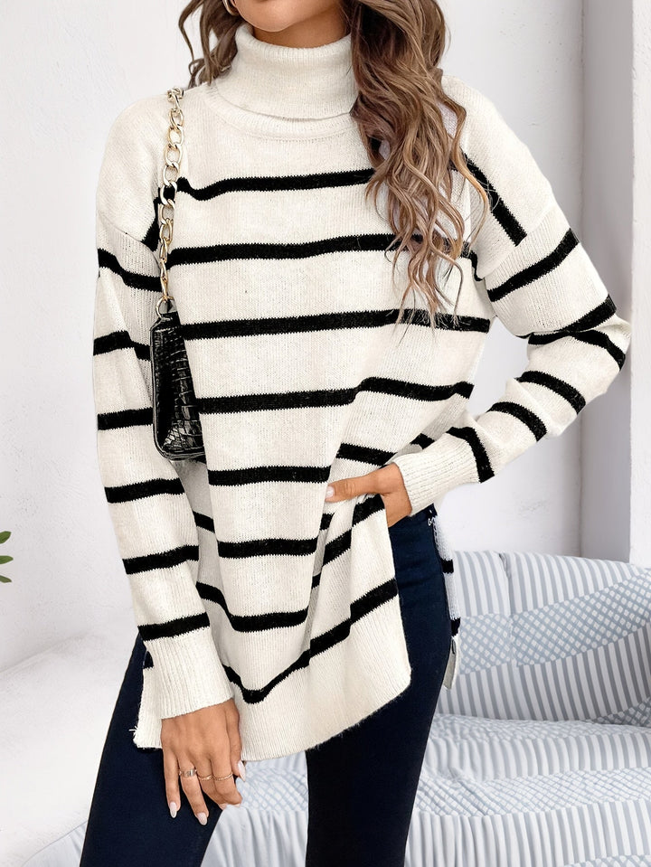 Levoire | Chemise En Peluche Rayée Longue Et Chaude Blanc