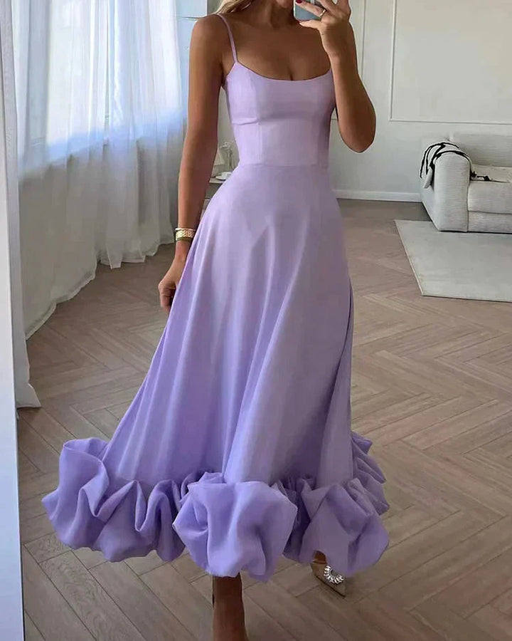 Levoire | Belle Robe Midi Avec Bretelles Et Découpe En U Lilla