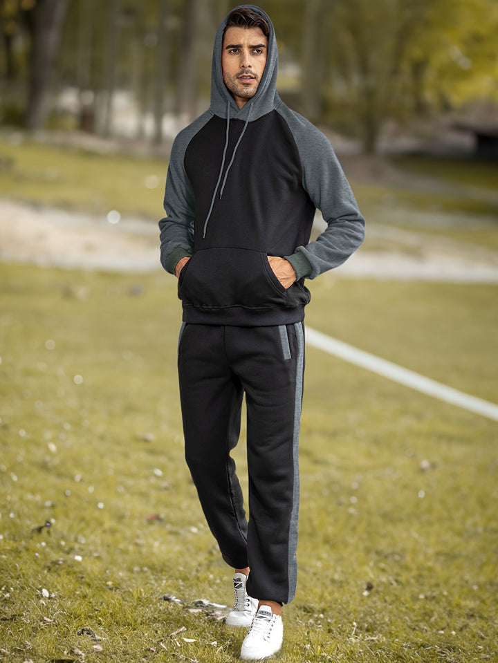Levoire | Sweat à capuche à manches longues et pantalon long de sport gris foncé