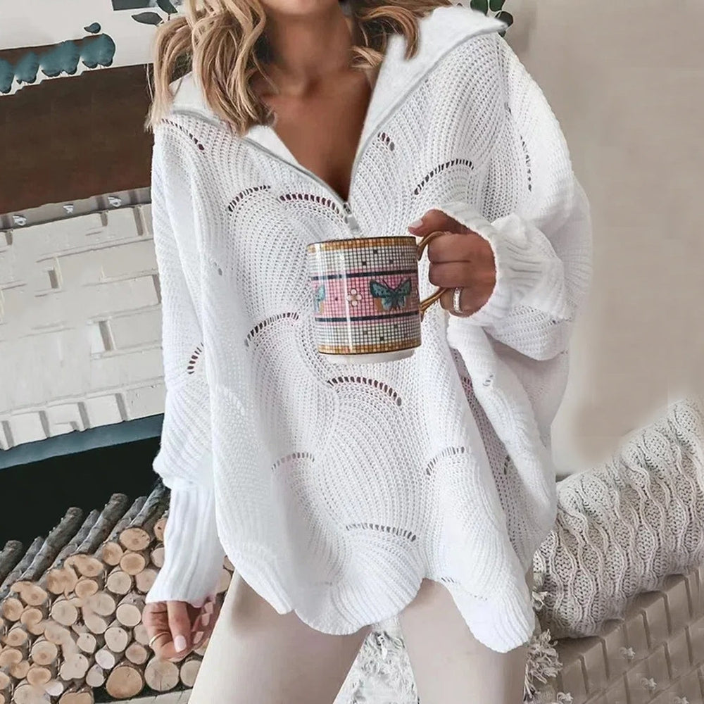 Levoire | Pull Ample Avec Décolleté En V Et Fermeture Éclair Pour Femmes M
