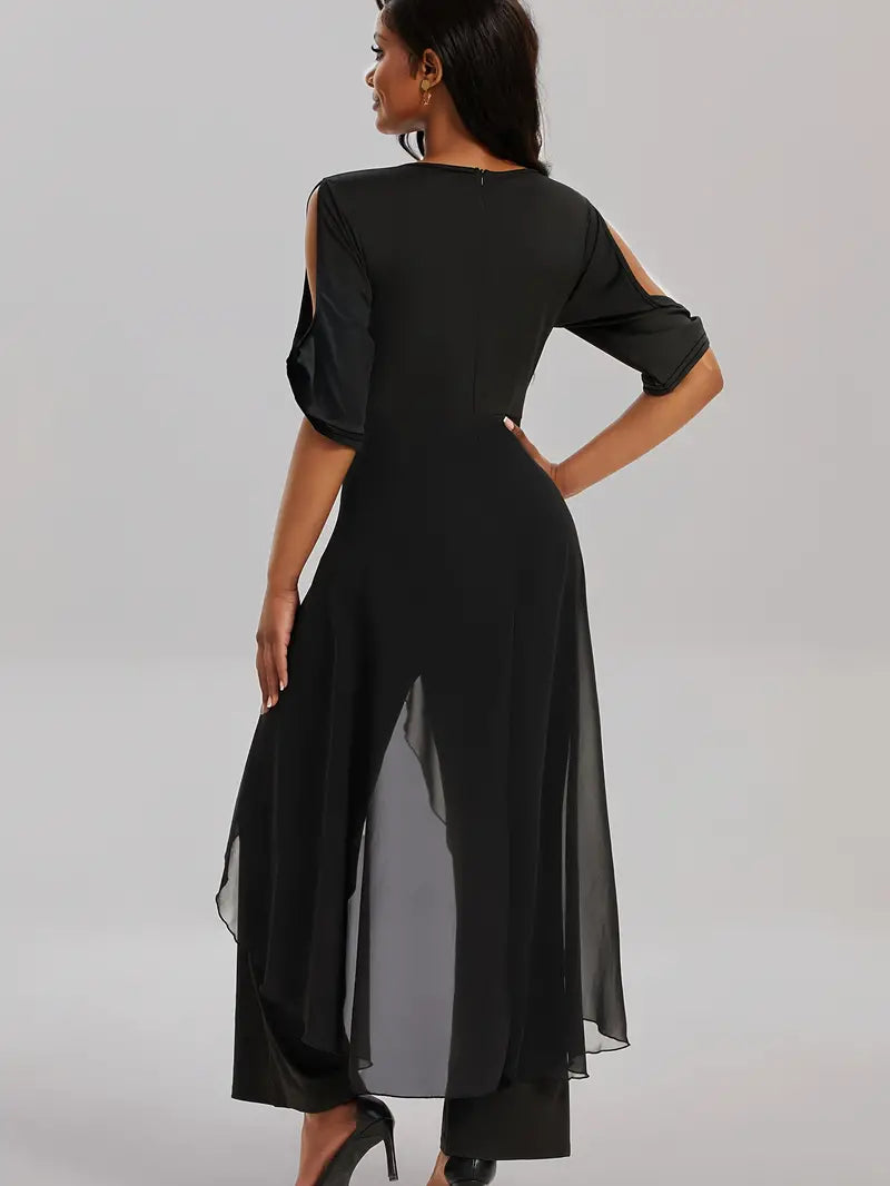 Levoire | Élégante Robe Combinaison À Col En V À Manches Courtes