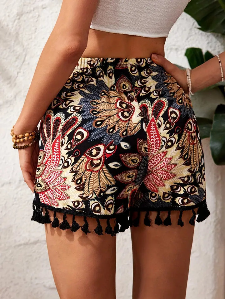 Levoire | Short Avec Des Franges Et Un Motif Ethnique