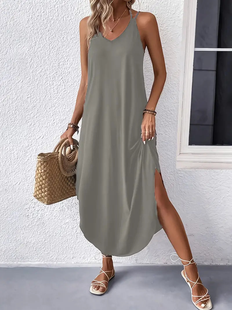 Levoire | Robe Cami À Décolleté En V Aérienne Pour Femmes Gris