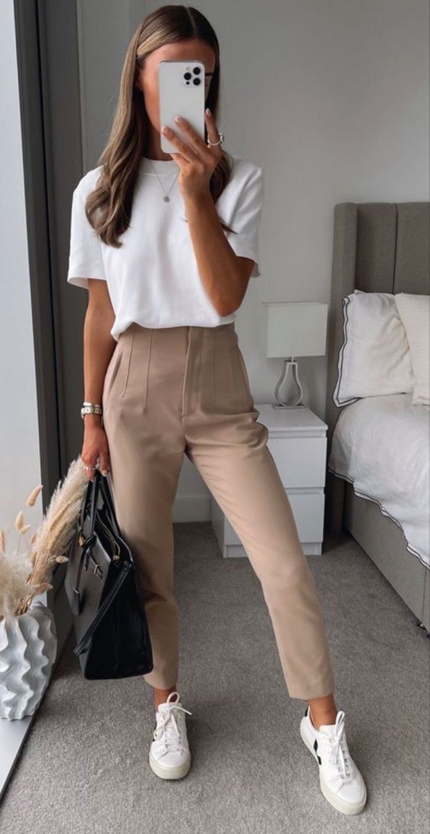 Levoire | Pantalon Décontracté Élégant Sans Plis Kaki foncé XS