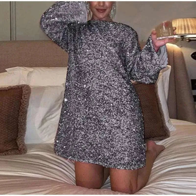 Levoire | Robe avec des paillettes pour femmes Gris