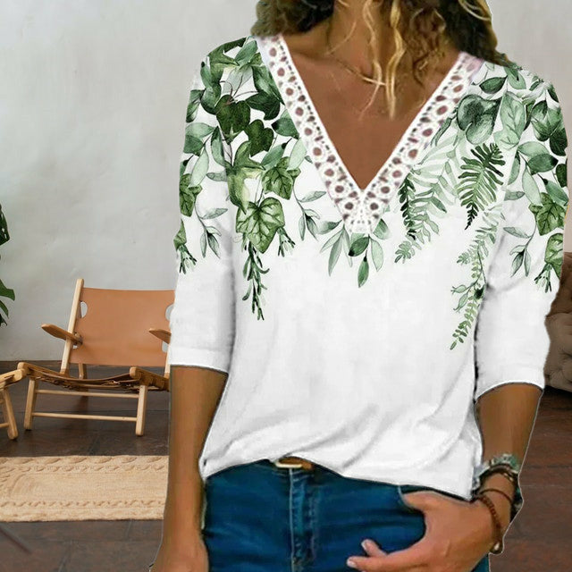 Levoire | T-Shirt Patchwork Avec Imprimé Feuille