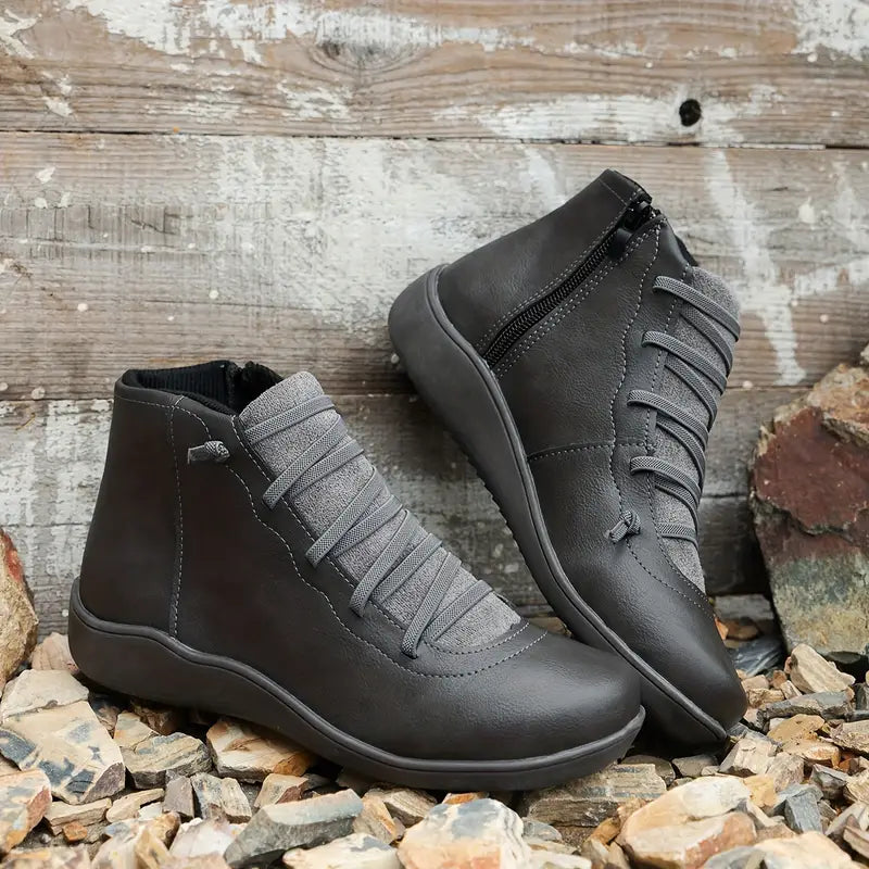 Levoire | Chaussures Orthopédiques En Cuir Avec Fermeture Éclair Gris