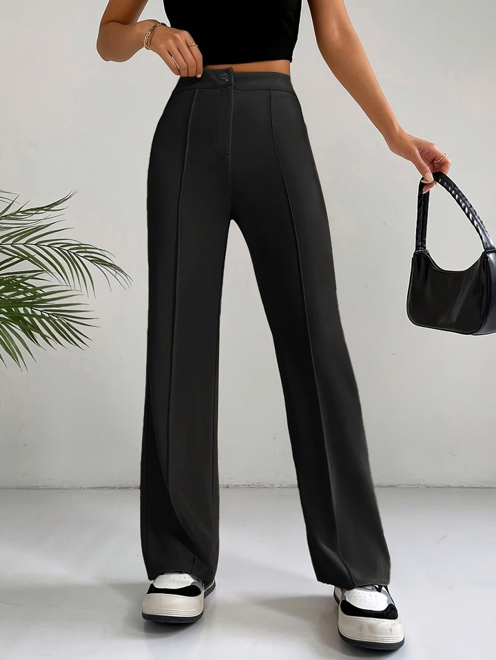Levoire | Pantalons droits taille haute Mukavat avec bouton Noir