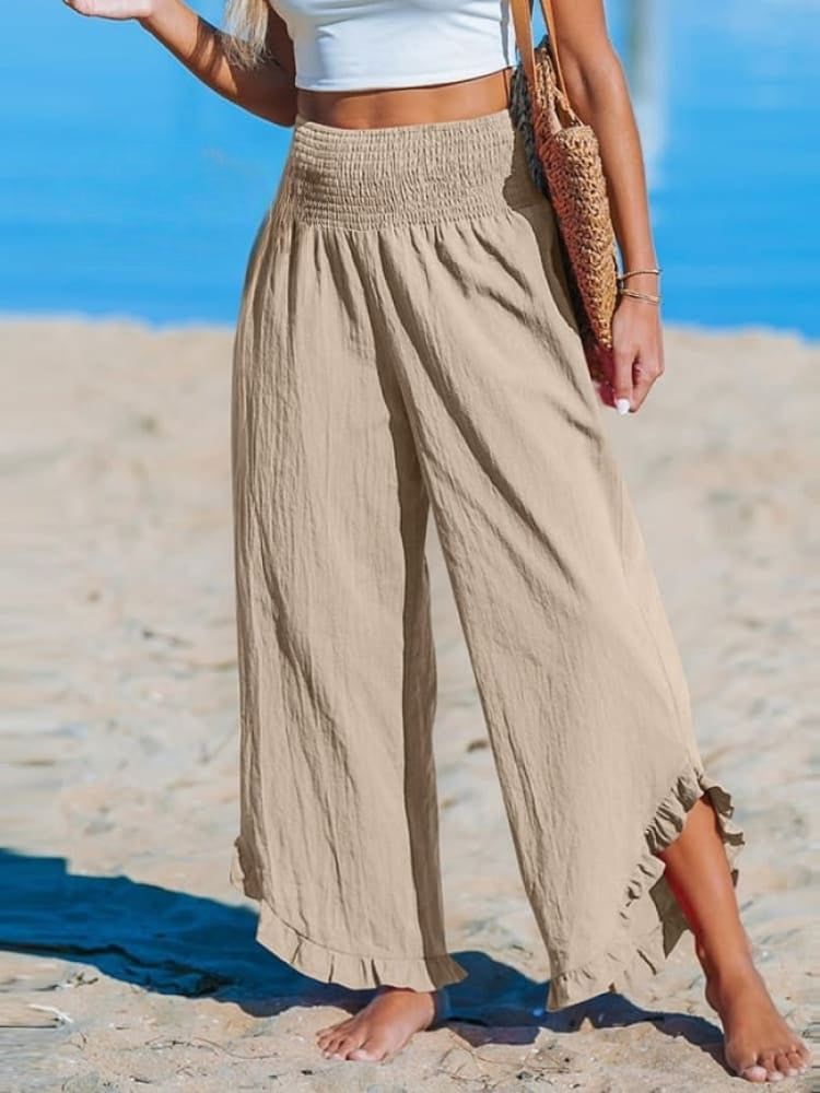Levoire | Chemisier de loisir à fronces pour femmes Pantalon Beige