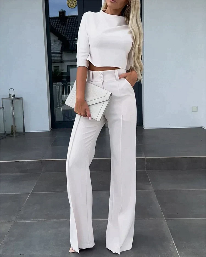 Levoire | Ensemble À La Mode Deux Pièces Avec Des Manches Courtes Blanc