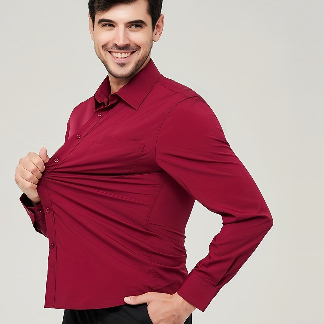 Levoire | Chemise De Business En Coton Respirant Pour Homme Bordeaux