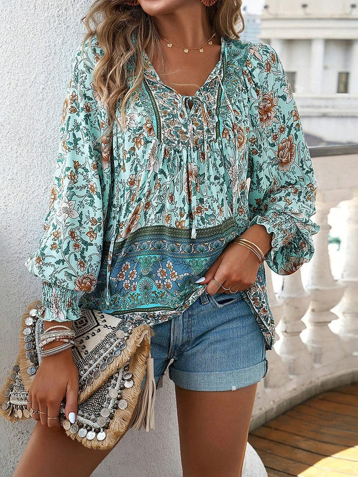 Levoire | Renno Chemise À Manches Longues Imprimée Avec Col En V Pour Un Look Tendance