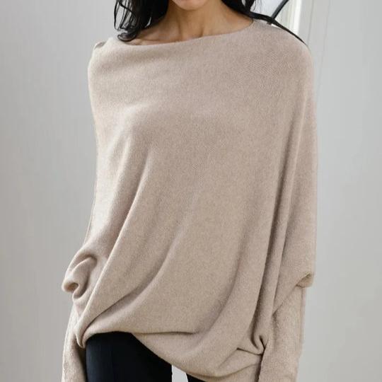 Levoire | Manches Longues Col Rond Surdimensionné Pull En Relief Tricoté Beige Une taille Poitrine tous