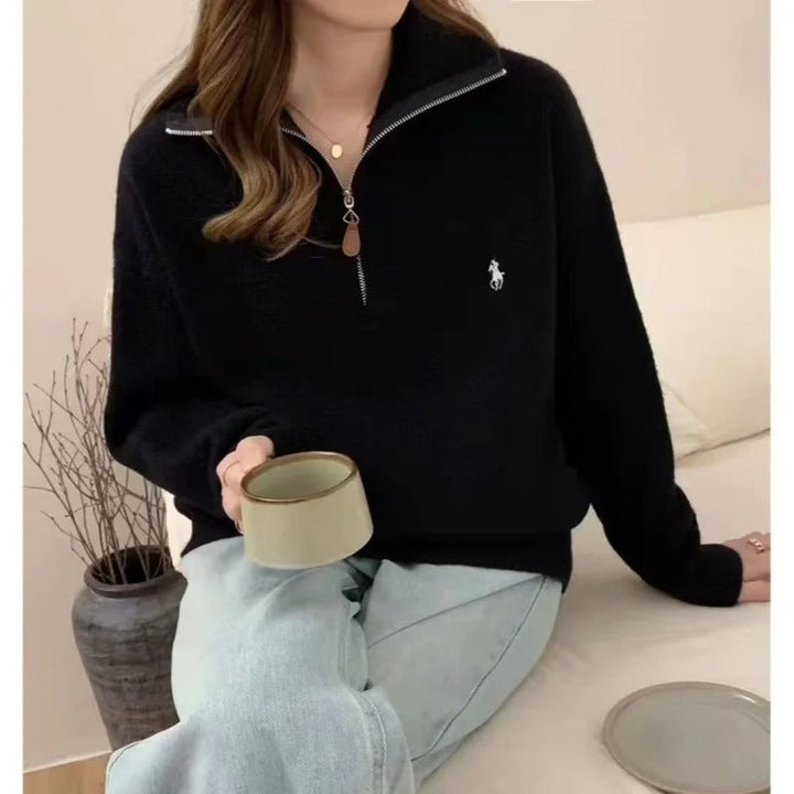Levoire | Pull Confortable Avec Fermeture Éclair Noir Une taille