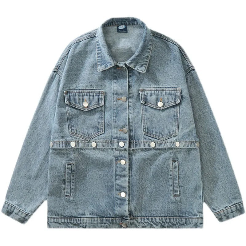 Levoire | Veste en denim à manches longues détachable avec poches