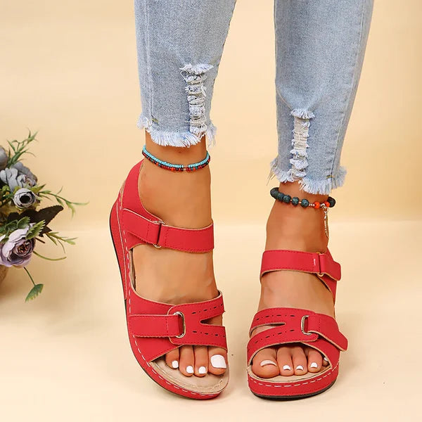 Levoire | Sandales Élégantes Et Respirantes Pour Femmes Avec Velcro Rot