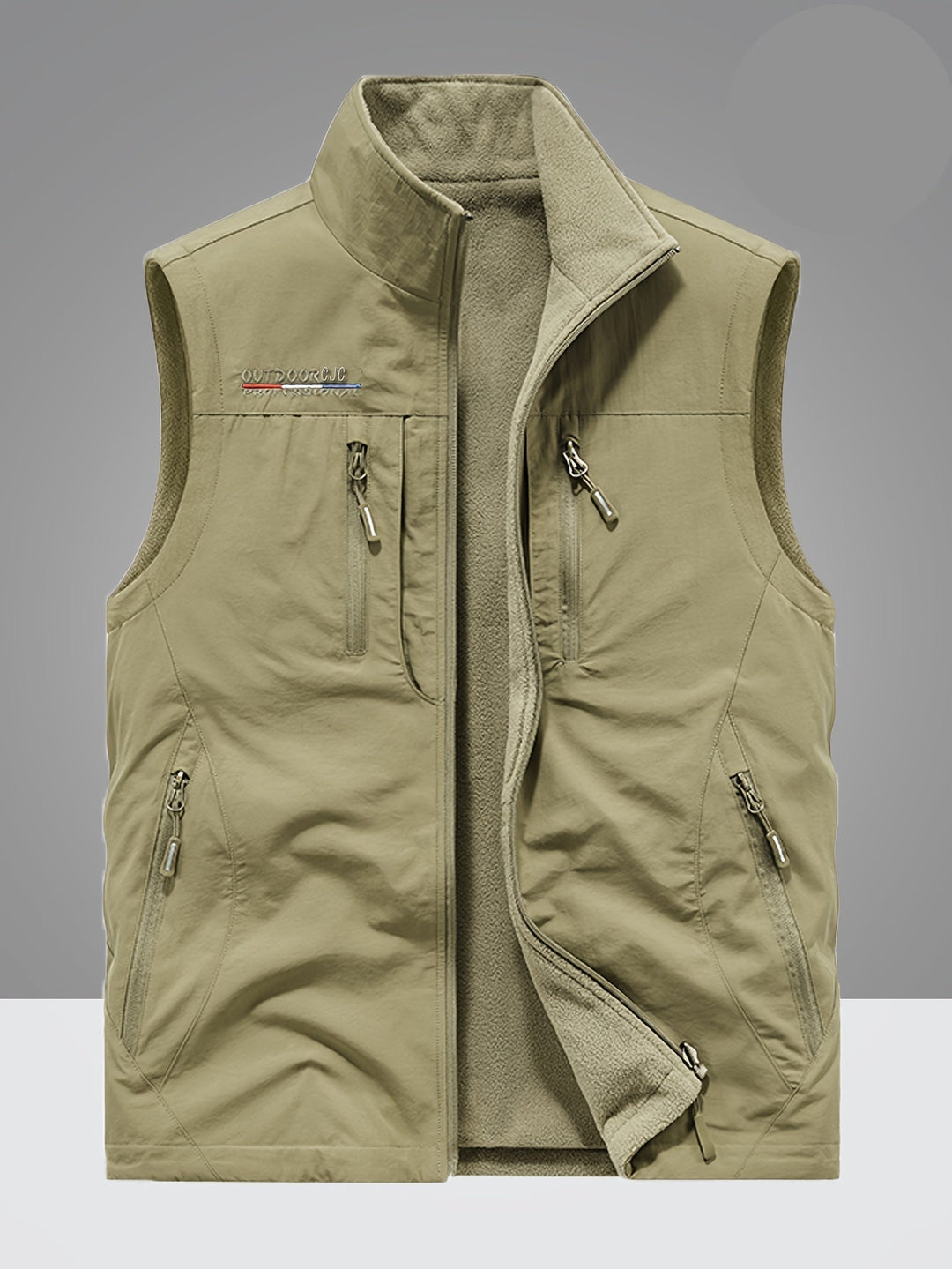 Levoire | Gilet en polaire doublé avec plusieurs poches Khaki