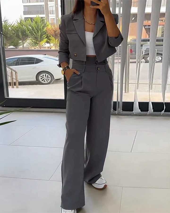 Levoire | Blazer À Manches Longues Et Pantalons Amples Ensemble Deux Pièces L