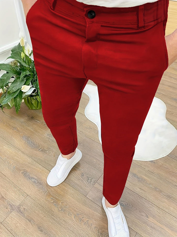 Levoire | Skinny Fit Pantalons Pour Hommes Avec Détails Zippés En Couleur Unie