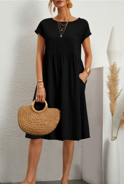 Levoire | Robe D'Été Midi Basique Noir