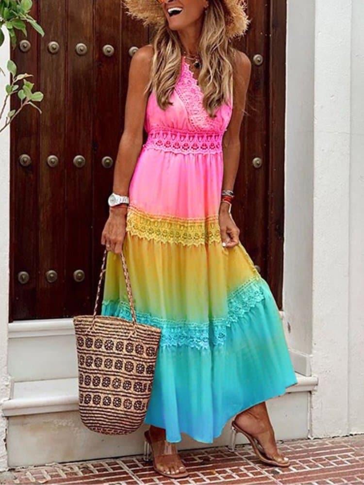 Levoire | Robe De Vacances D'été Pour Femme - Maxi Rose foncé