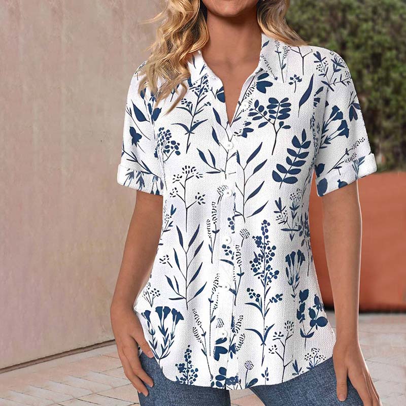 Levoire | T-Shirt Décontracté À Motif Floral Bleu