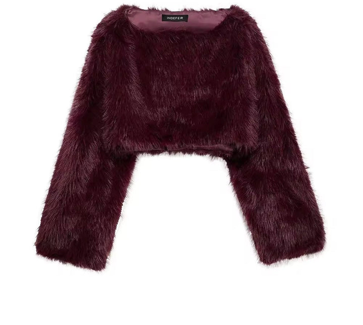 Levoire | Pull En Fausse Fourrure Douce Élégance Et Confort Bordeaux rouge