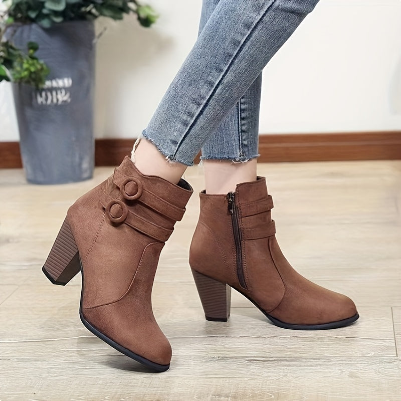 Levoire | Bottes Décontractées Pour Femmes Avec Talon Bloc Marron foncé