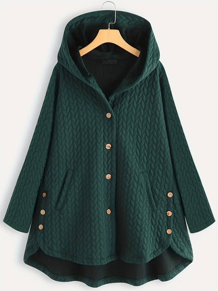 Levoire | Veste À Capuche À Manches Longues Chaude Avec Bouton Vert