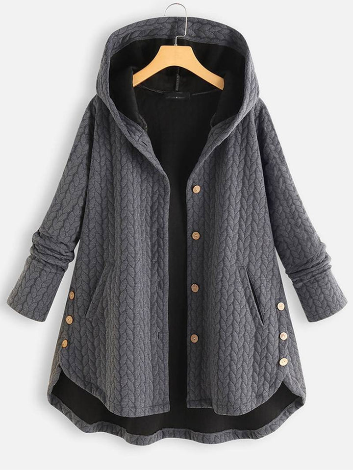 Levoire | Veste À Capuche À Manches Longues Chaude Avec Bouton Gris