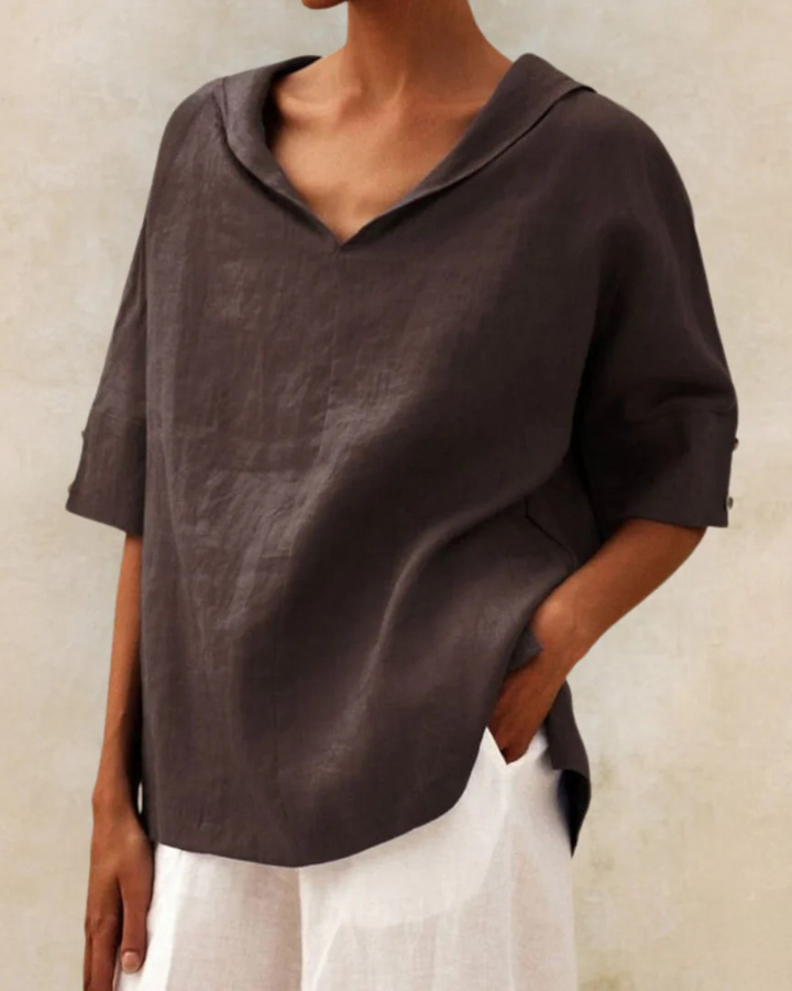 Levoire | Blouse en lin légère pour le printemps et l'été Marron-fonce