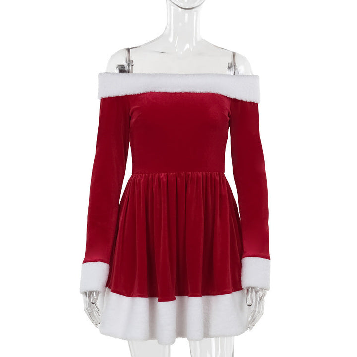 Levoire | Robe De Noël Pour Femmes Sans Bretelles Avec Détails Doux Rouge