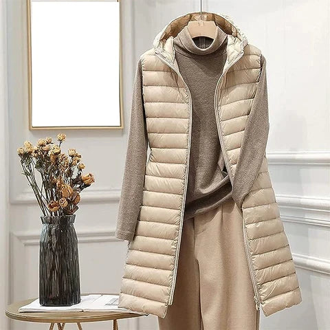 Manteau long sans manches Khaki