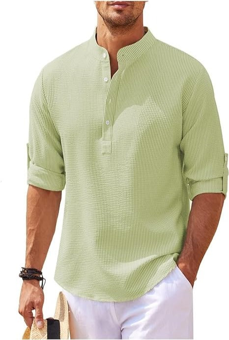 Levoire | Chemise Élégante À Col Montant Vert Clair