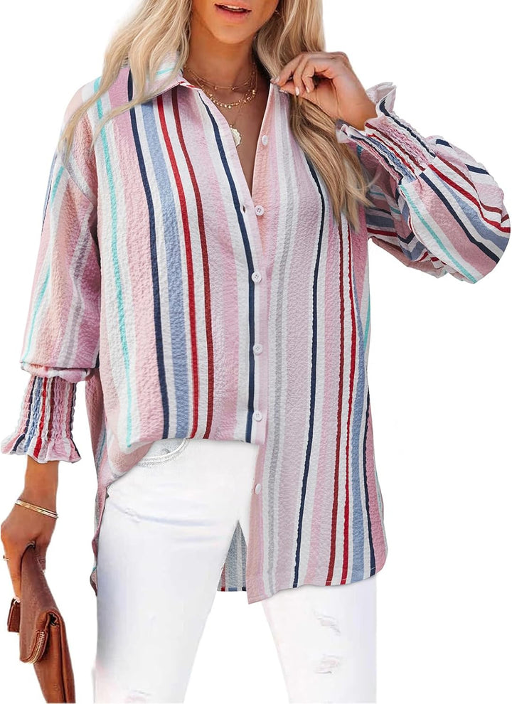 Levoire | Chemise Rayée À Boutons Pour Femmes Rosa