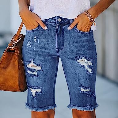 Levoire | Jean Shorts Déchirés Bleu