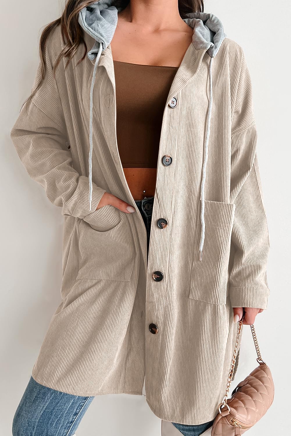 Levoire | Grande Taille Veste En Velours Côtelé Beige