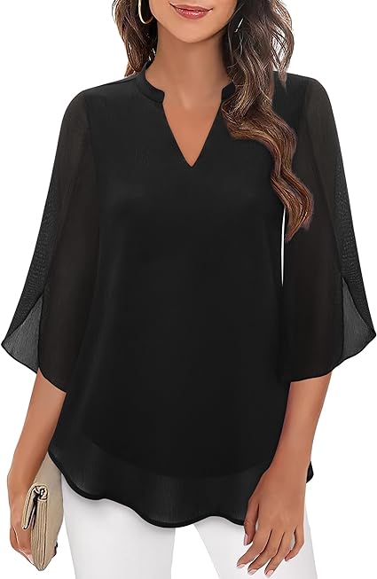 Levoire | Blouse Superposée Chic Noir