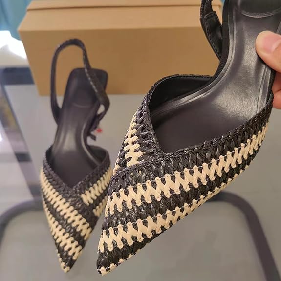 Levoire | Élégant Tressé Chaussures De Bureau Slingback Talons