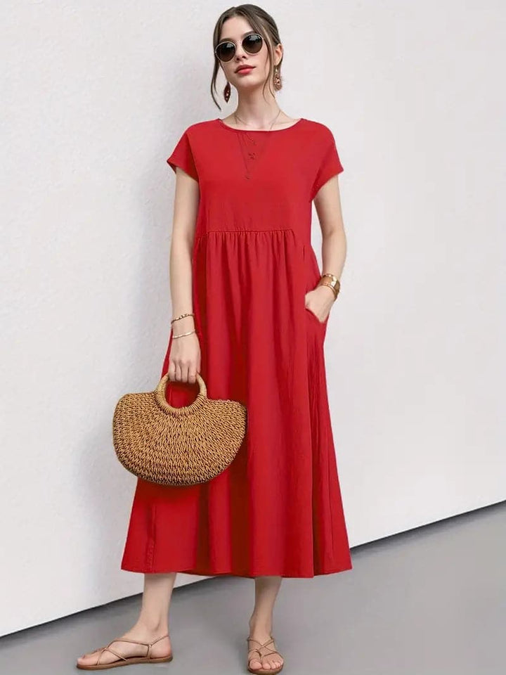 Levoire | Robe À Manches Courtes Pour Femme - Midi Carmin XS
