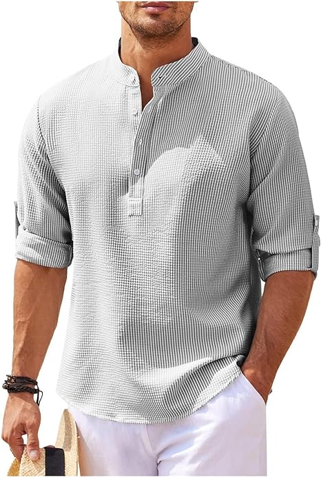 Levoire | Chemise Élégante À Col Montant Gris Clair