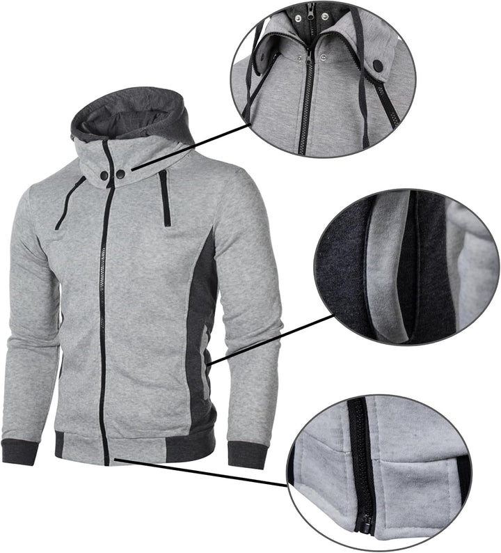 Levoire | Veste de sport en polaire slim fit avec zip et capuche pour hommes