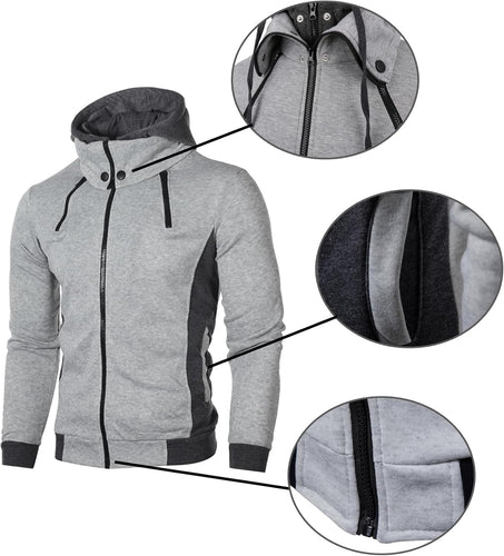 Levoire | Veste de sport en polaire slim fit avec zip et capuche pour hommes