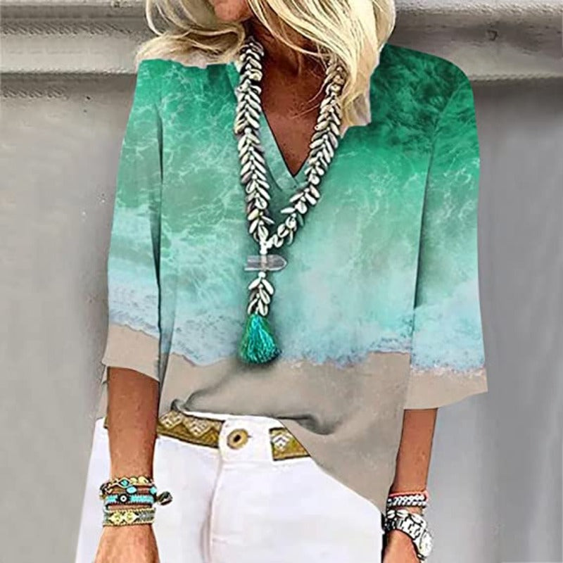 Levoire | Blouse Pour Dames Encolure En V Flatteuse Vert