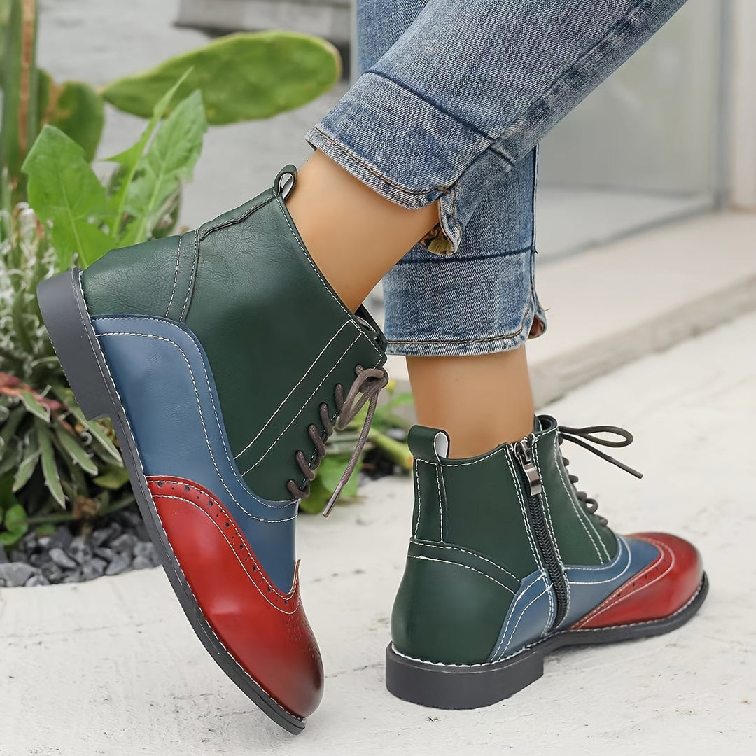 Levoire | Élégantes Bottes Colorblock Pour Femmes Avec Talon Et Fermeture Éclair Latérale