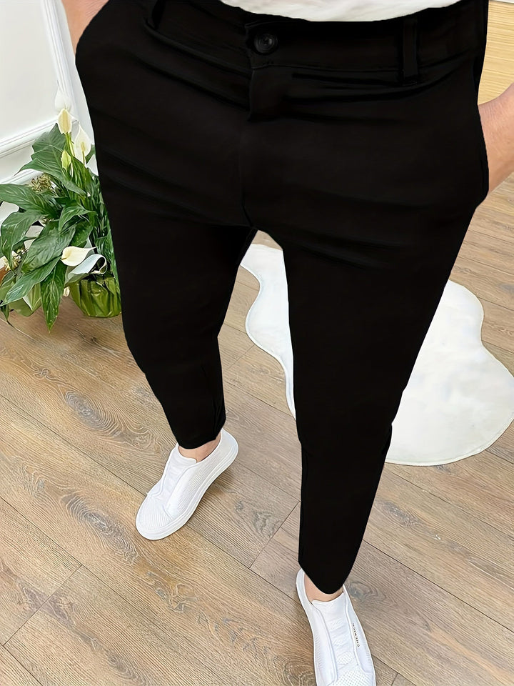 Levoire | Skinny Fit Pantalons Pour Hommes Avec Détails Zippés En Couleur Unie Noir