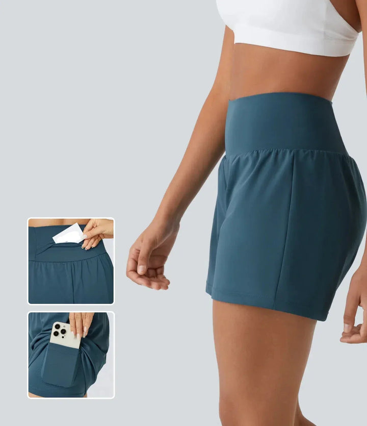 Levoire | Short De Yoga 2-En-1 Taille Haute Bleu turquoise