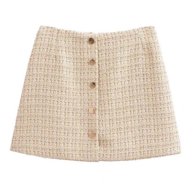 Levoire | Jupes en tweed en A avec boutonnière Beige